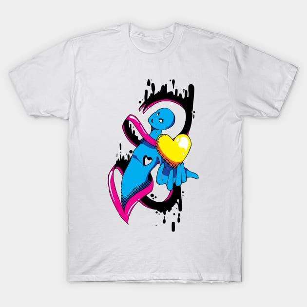 Heartthrob (Black BG) T-Shirt by magicpretzel